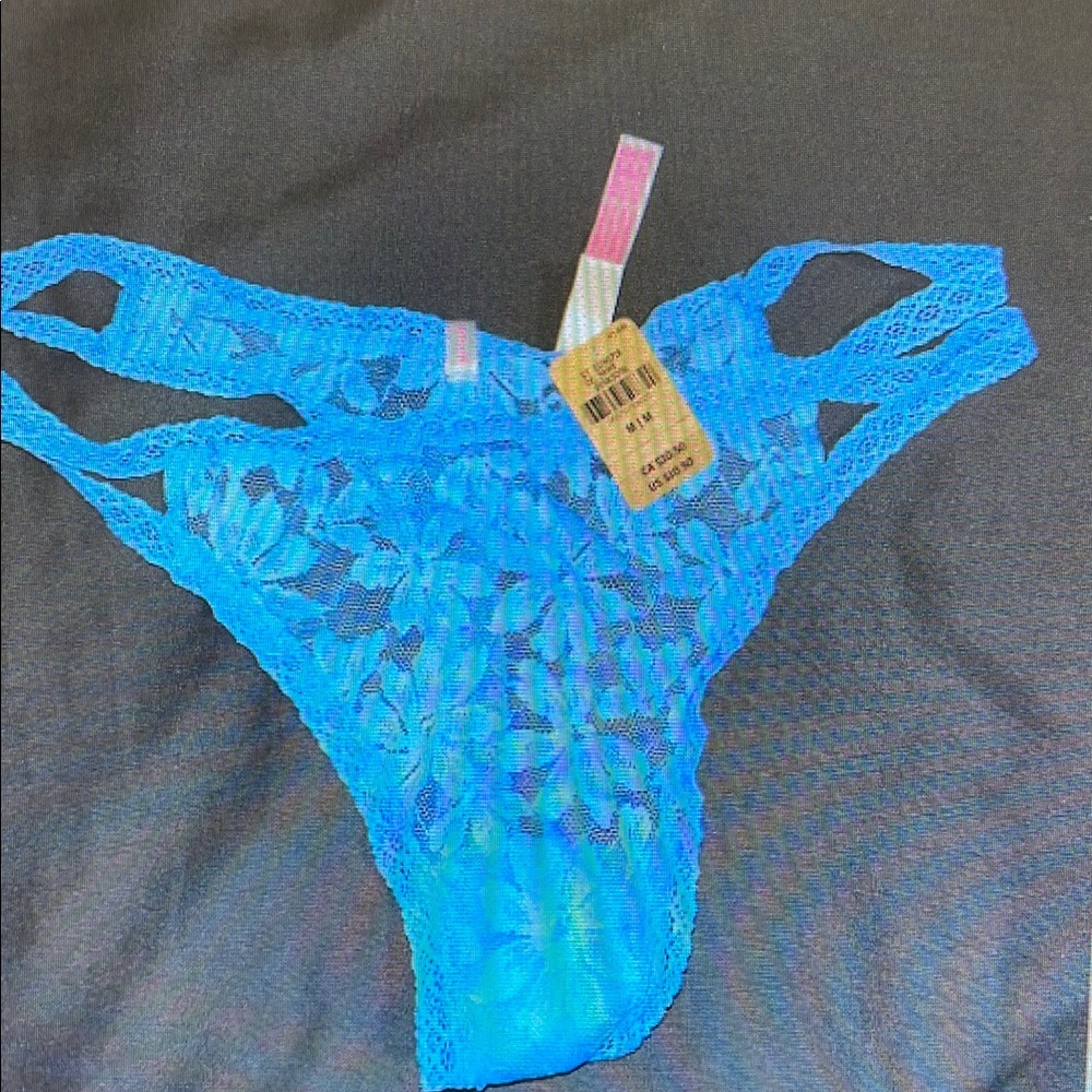Blue Lace Thong